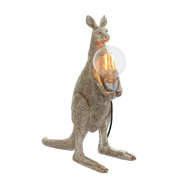 ​Kangaroo Table Lamp – Vintage Silver Figurine Lighting