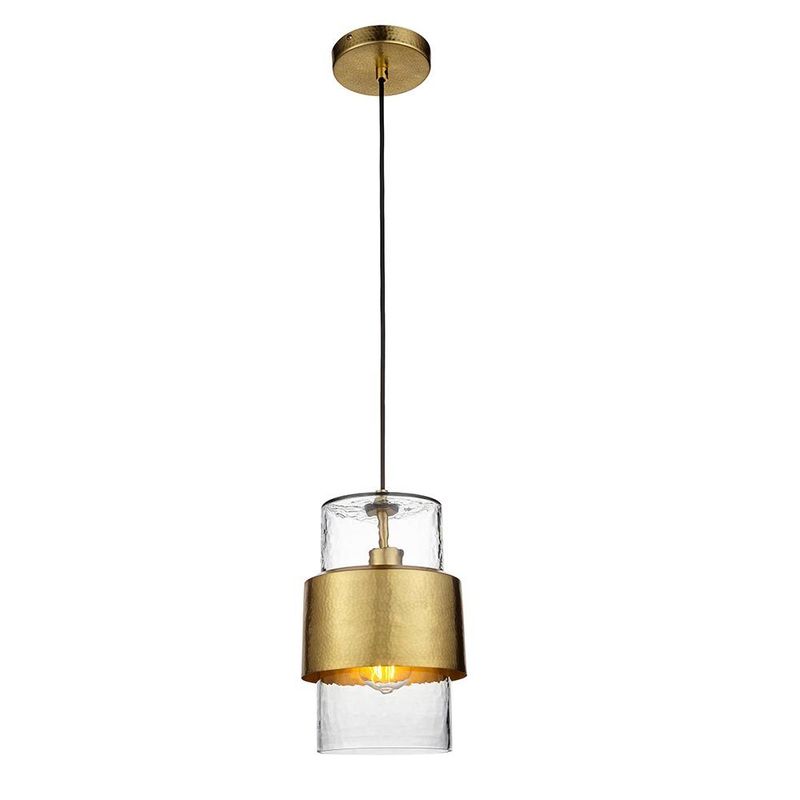 Hammered Brass Pendant Light – Textured Glass & Artisan Metal