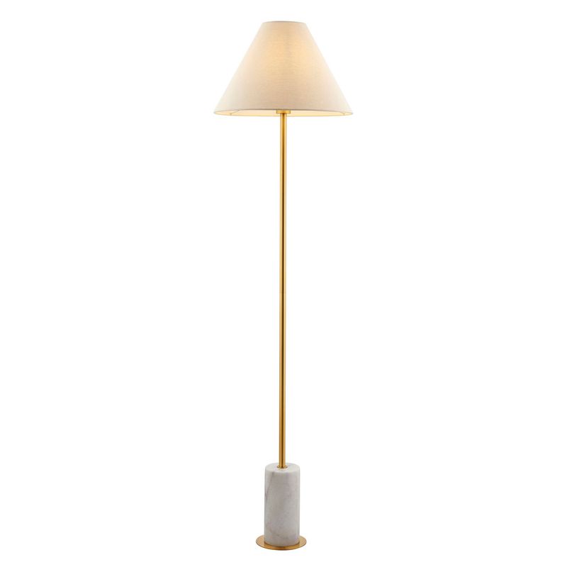 Modern Relaxed Floor Lamp – Marble & Linen Elegance