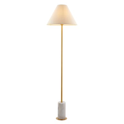 Modern Relaxed Floor Lamp – Marble & Linen Elegance