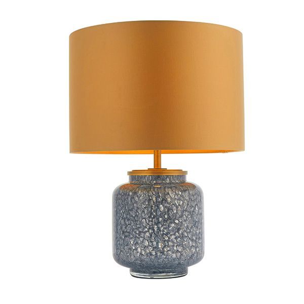 Artisan Cobalt Glass Table Lamp – Gold & Antique Brass Elegance