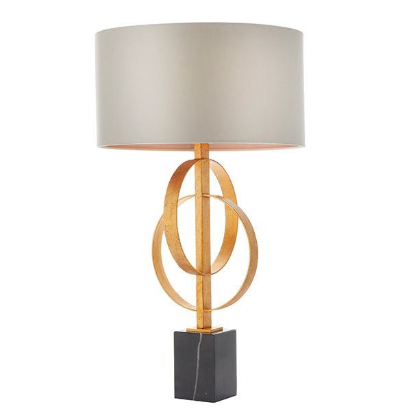 Luxury Interlinked Ring Table Lamp – Gold Leaf & Black Marble