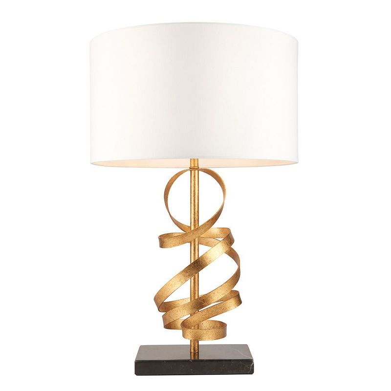 Opulent Gold Leaf Table Lamp – Swirling Ribbon Design