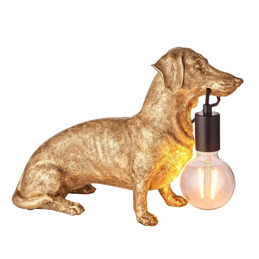 ​Dachshund Table Lamp – Vintage Gold Canine Charm