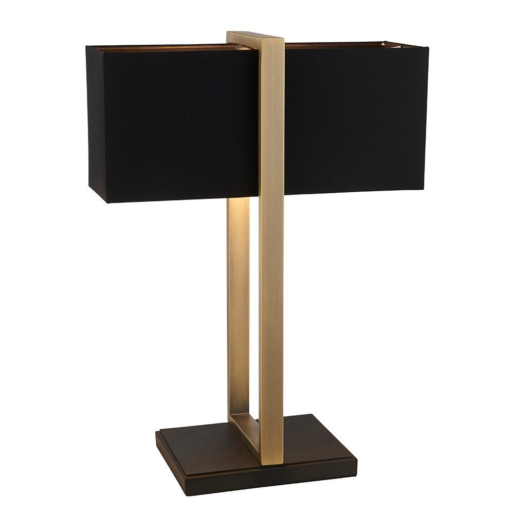 Minimalist Table Lamp – Matte Black & Antique Brass