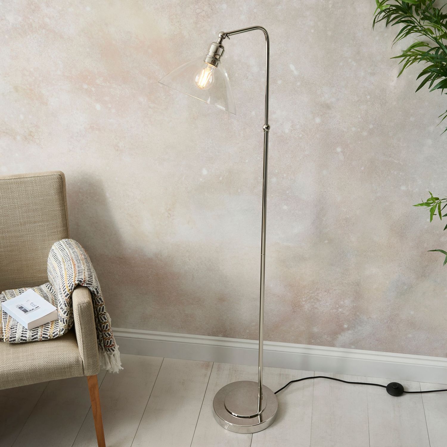 Adjustable Bright Nickel Floor Lamp – Classic Reading Light