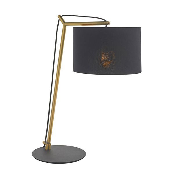 ​Architectural Cantilever Table Lamp – Matt Brass & Black Cotton