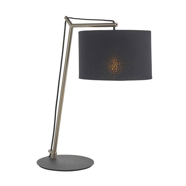 ​Sleek Cantilever Desk Lamp – Matt Nickel & Black Cotton