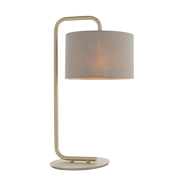 Modern Champagne Table Lamp – Satin Finish & Slate Grey Shade