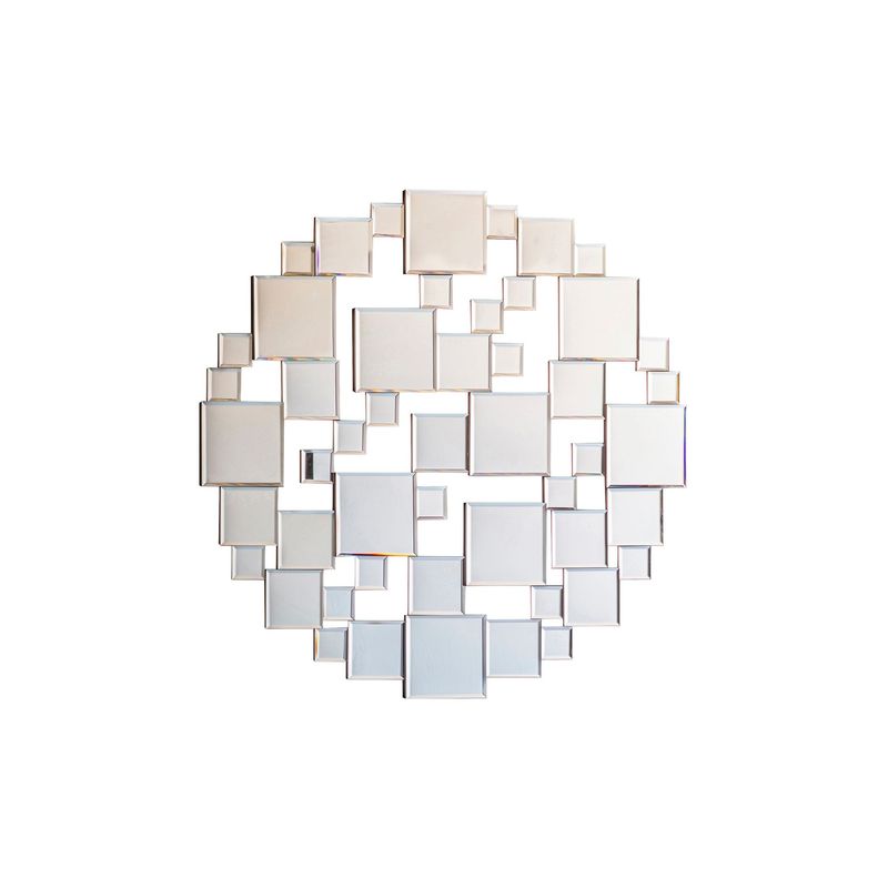 ​Abstract Round Mirror – Bevelled Mosaic Glass Design (80cm)
