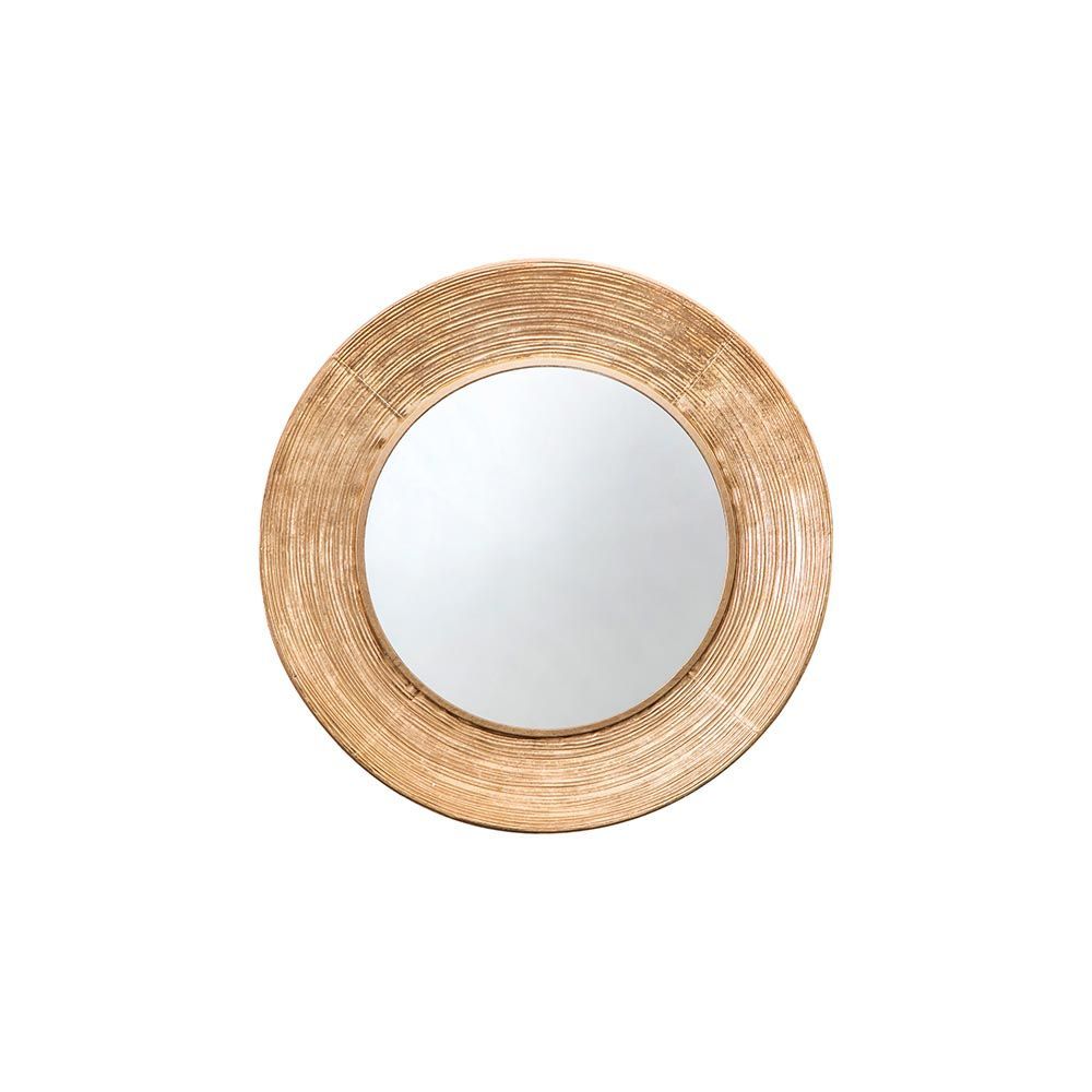 Aged Gold Concave Round Mirror – Textured Wide Frame (72cm)