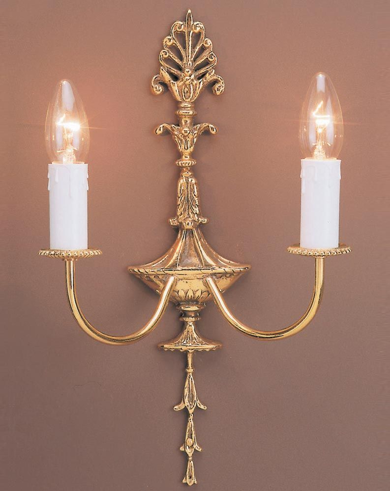 ​Impex Eden Tall Polished Brass Wall Light – Traditional 2-Lamp Sconce (Brooklands Collection)