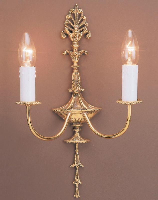 ​Impex Eden Tall Polished Brass Wall Light – Traditional 2-Lamp Sconce (Brooklands Collection)