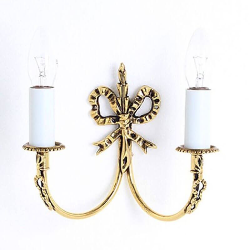 ​Richmond Bow Double Wall Light – Polished Brass Traditional Sconce