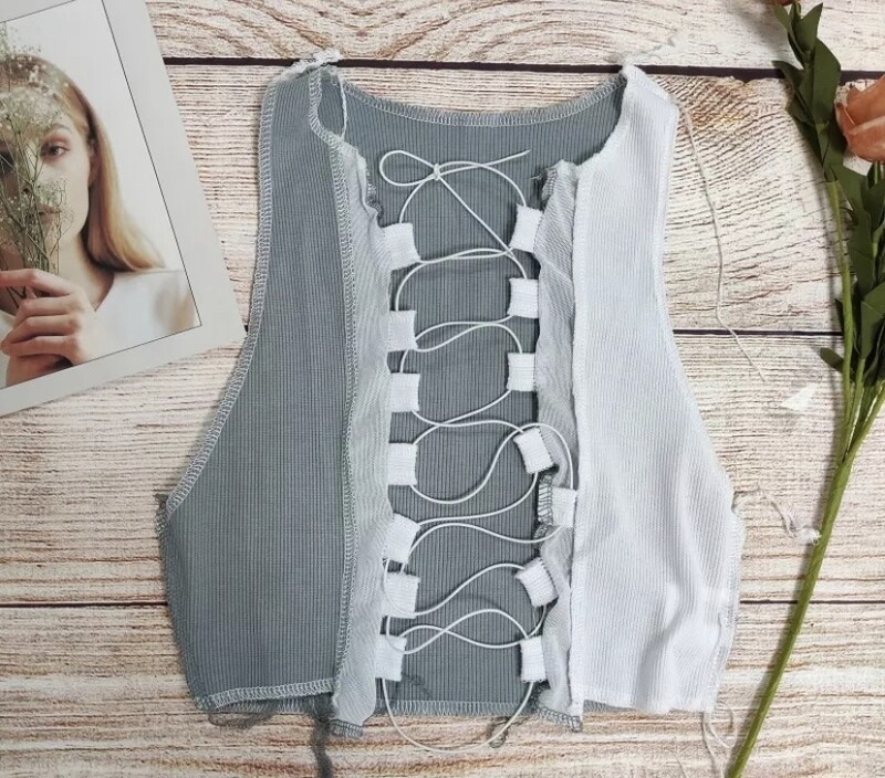 Grey Patchwork Top