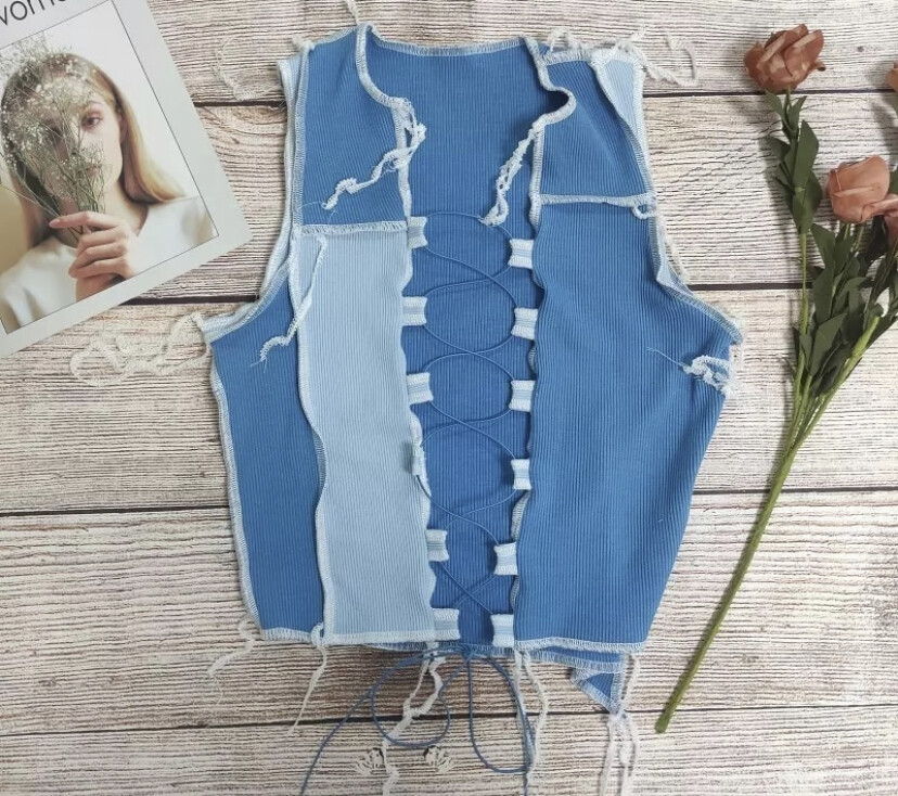 Blue Patchwork Top