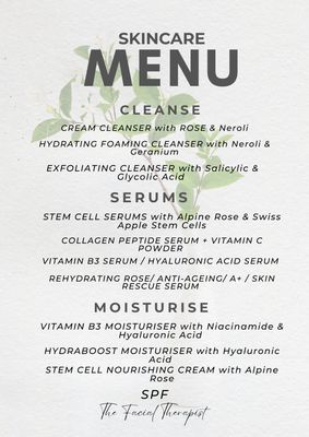 SKINCARE MENU