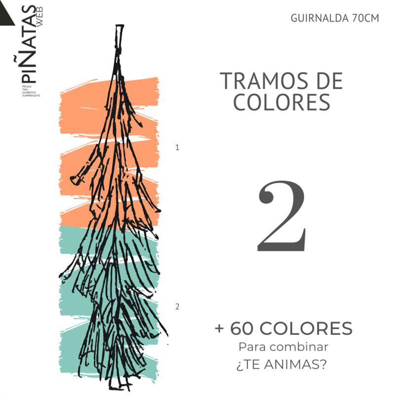 GUIRNALDA FLECOS 2 TRAMOS DE COLOR PAPEL SEDA