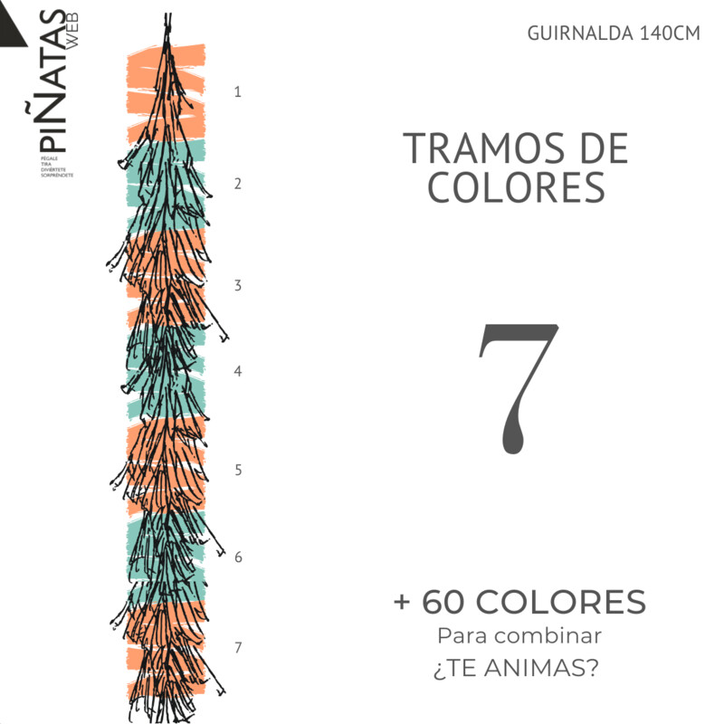 GUIRNALDA FLECOS 7 TRAMOS DE COLOR PAPEL SEDA