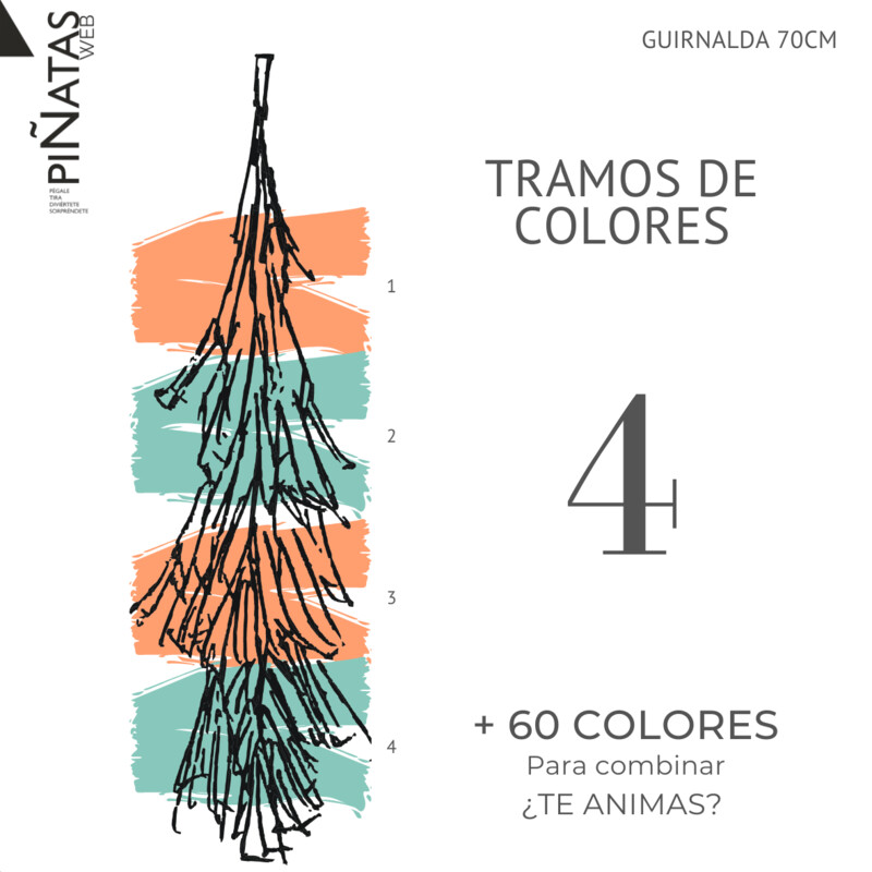 GUIRNALDA FLECOS 4 TRAMOS DE COLOR PAPEL SEDA