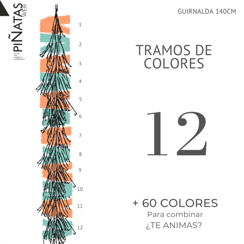 GUIRNALDA FLECOS 12 TRAMOS DE COLOR PAPEL SEDA