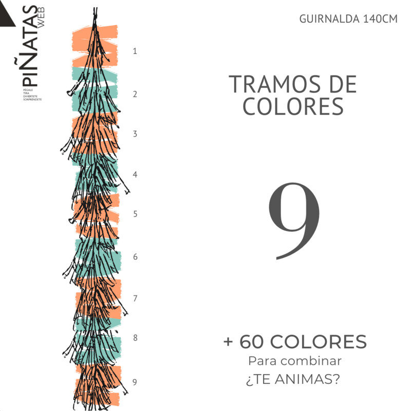 GUIRNALDA FLECOS 9 TRAMOS DE COLOR PAPEL SEDA