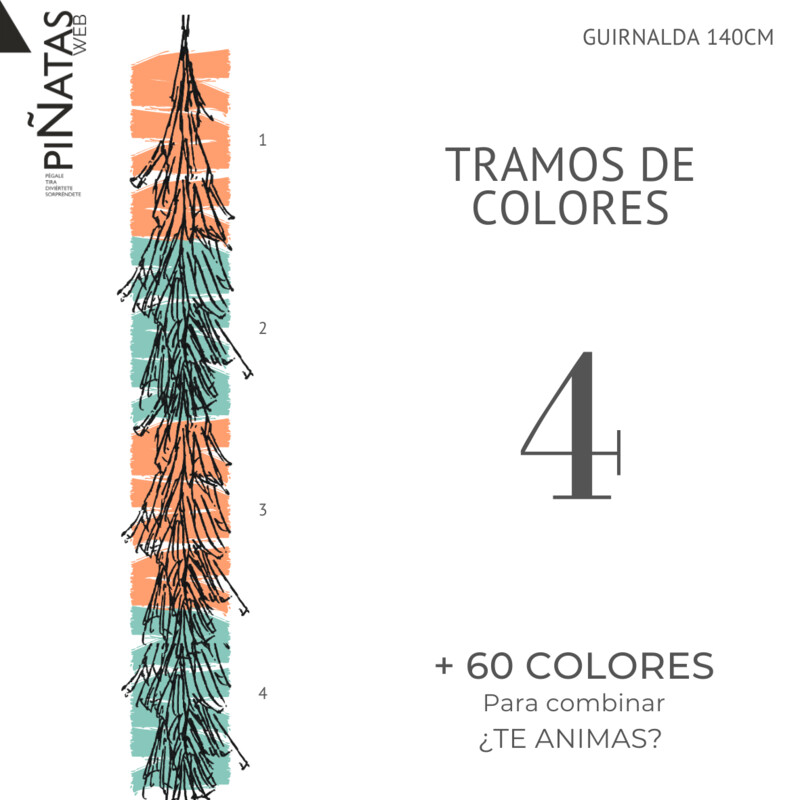 GUIRNALDA FLECOS 4 TRAMOS DE COLOR PAPEL SEDA