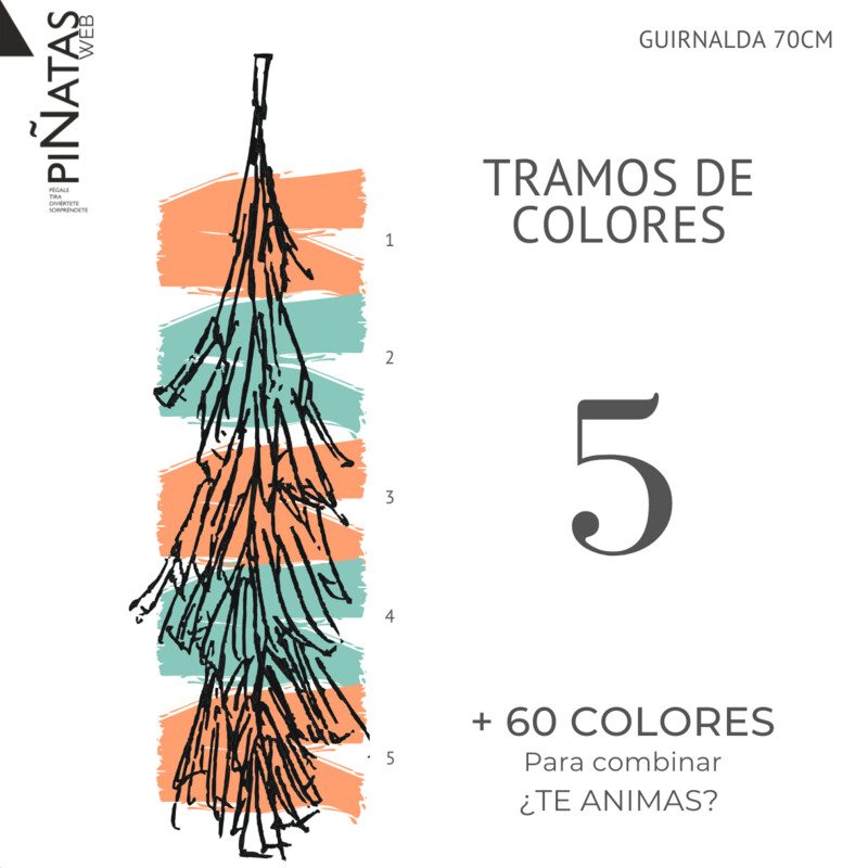 GUIRNALDA FLECOS 5 TRAMOS DE COLOR PAPEL SEDA