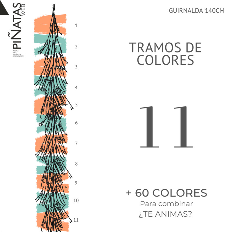 GUIRNALDA FLECOS 11 TRAMOS DE COLOR PAPEL SEDA