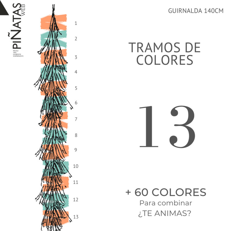 GUIRNALDA FLECOS 13 TRAMOS DE COLOR PAPEL SEDA