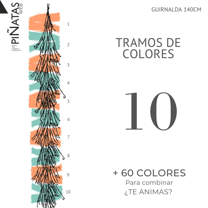 GUIRNALDA FLECOS 10 TRAMOS DE COLOR PAPEL SEDA