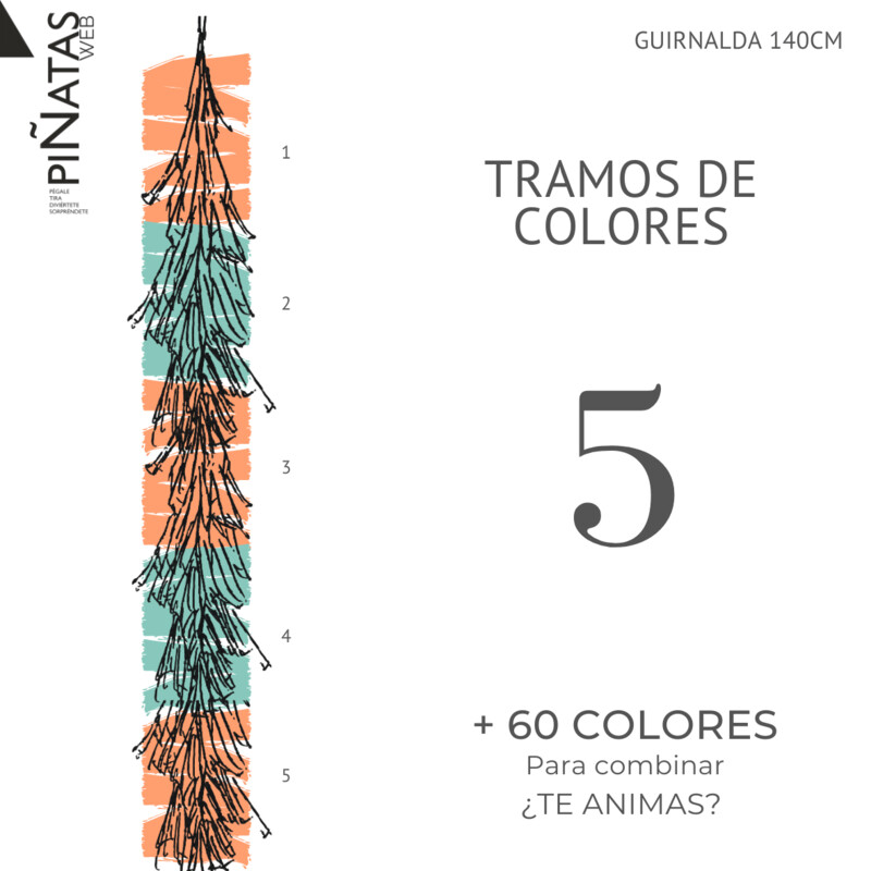 GUIRNALDA FLECOS 5 TRAMOS DE COLOR PAPEL SEDA
