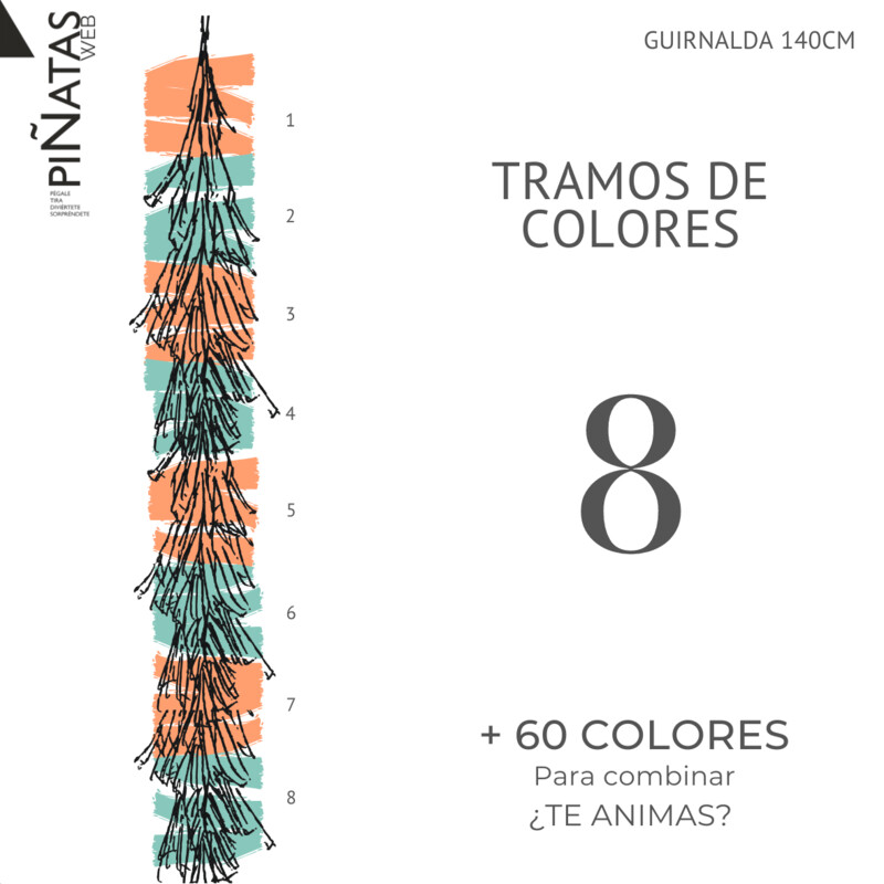 GUIRNALDA FLECOS 8 TRAMOS DE COLOR PAPEL SEDA