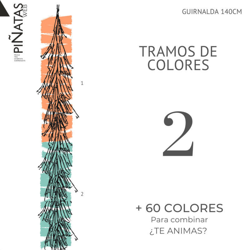 GUIRNALDA FLECOS 2 TRAMOS DE COLOR PAPEL SEDA