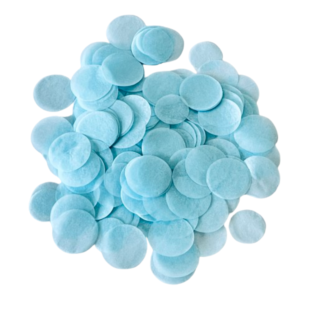 CONFETTI DE PAPEL SEDA MONOCOLOR CELESTE 15GR Y 30GR