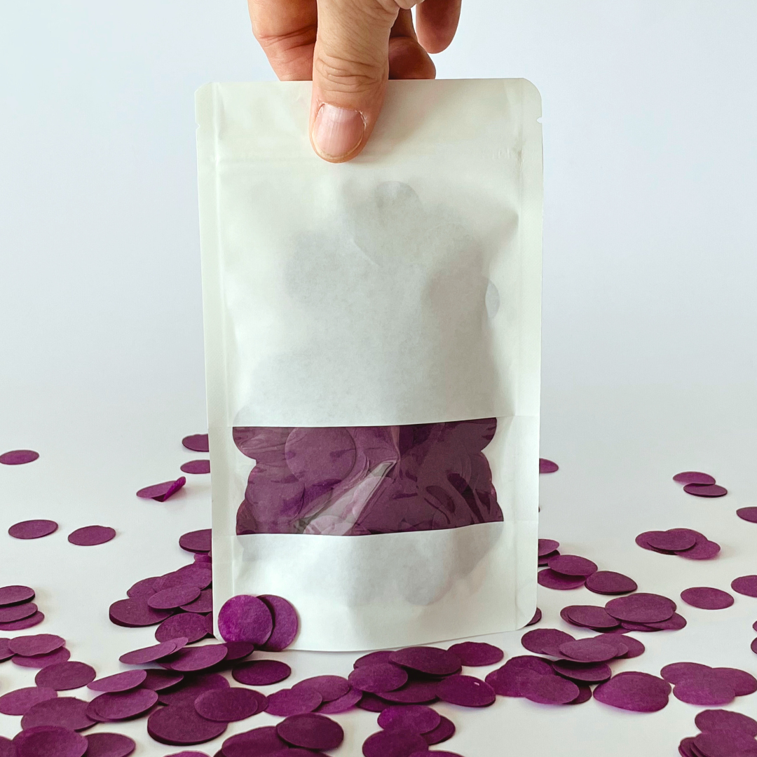 CONFETTI DE PAPEL SEDA MONOCOLOR PURPURA 15GR Y 30GR