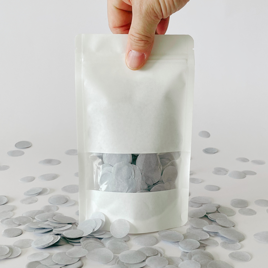 CONFETTI DE PAPEL SEDA MONOCOLOR GRIS CLARO 15GR Y 30GR