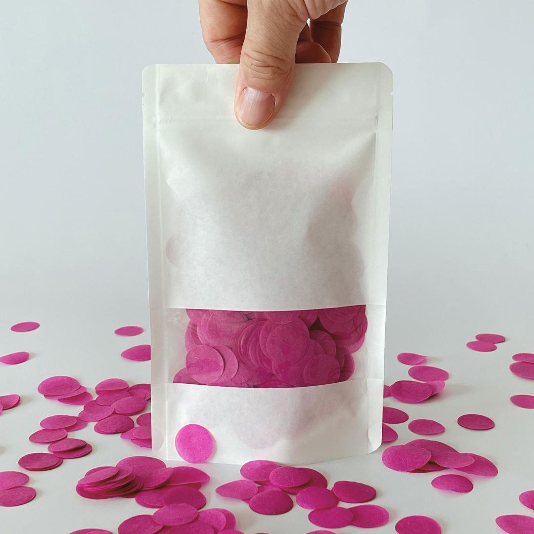 CONFETTI DE PAPEL SEDA MONOCOLOR FUCSIA EMPOLVADO 15GR Y 30GR