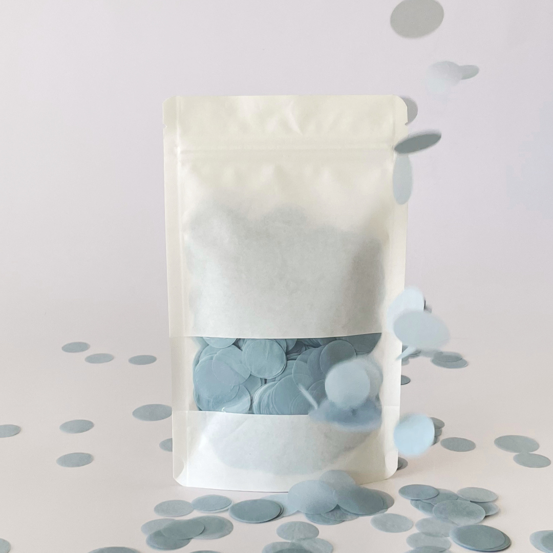 CONFETTI DE PAPEL SEDA MONOCOLOR AZUL CLARO EMPOLVADO 15GR Y 30GR