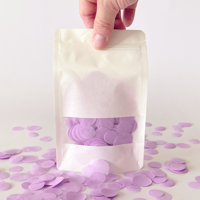CONFETTI DE PAPEL SEDA MONOCOLOR LILA EMPOLVADO 15GR Y 30GR