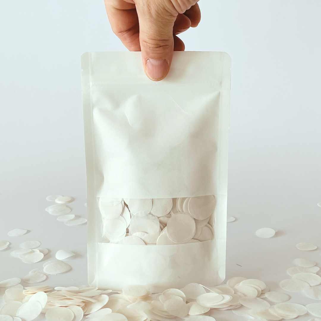 CONFETTI DE PAPEL SEDA MONOCOLOR CRUDO 15GR Y 30GR