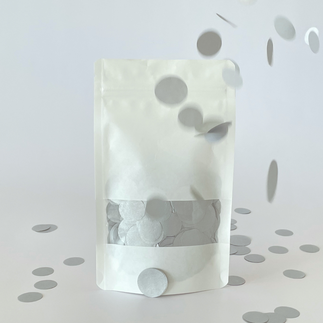 CONFETTI DE PAPEL SEDA MONOCOLOR PLATA METALIZADO MATE 15GR Y 30GR