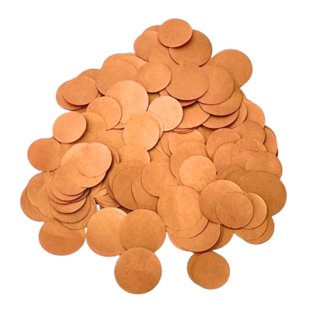 CONFETTI DE PAPEL SEDA MONOCOLOR COBRE METALIZADO 15GR Y 30GR