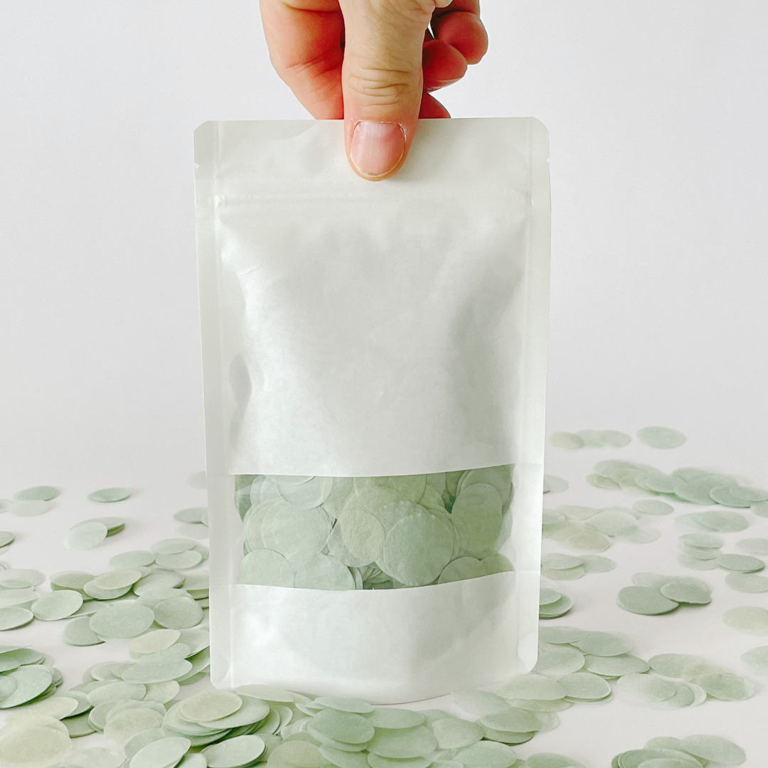 CONFETTI DE PAPEL SEDA MONOCOLOR VERDE CLARO 15GR Y 30GR