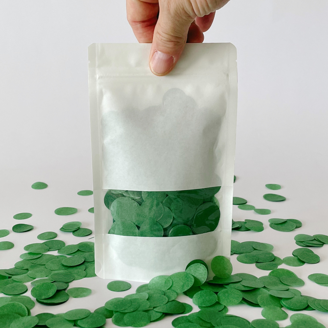 CONFETTI DE PAPEL SEDA MONOCOLOR VERDE ABETO 15GR Y 30GR
