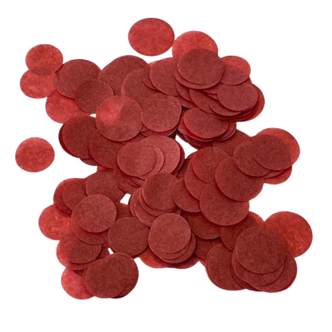 CONFETTI DE PAPEL SEDA MONOCOLOR ROJO OXIDO 15GR Y 30GR