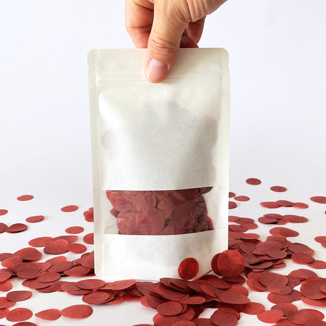 CONFETTI DE PAPEL SEDA MONOCOLOR ROJO OXIDO 15GR Y 30GR