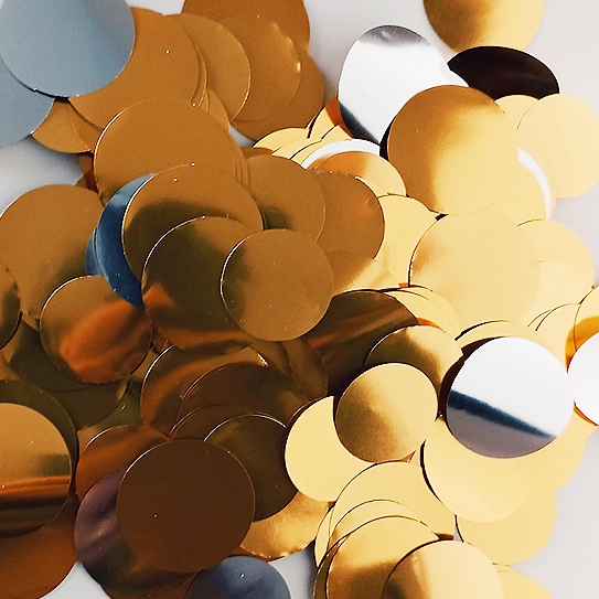 CONFETTI DE PAPEL FOIL MONOCOLOR DORADO/PLATA BRILLO 15GR Y 30GR