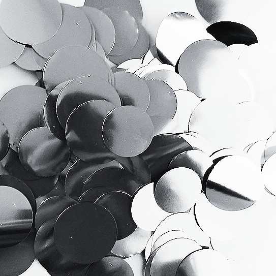 CONFETTI DE PAPEL FOIL MONOCOLOR PLATA/PLATA BRILLO 15GR Y 30GR