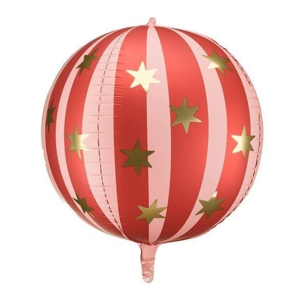 GLOBO ESFERA FOIL  ESTRELLADO ROJO ROSA 75CM